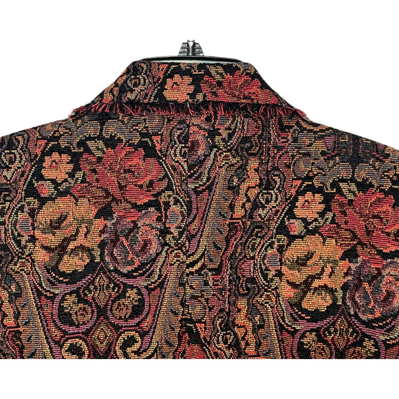 3-FOR-$30 Requirements Sz 16 Paisley Tapestry Jacket Zip-Up Collar has Fringe - Picture 11 of 12